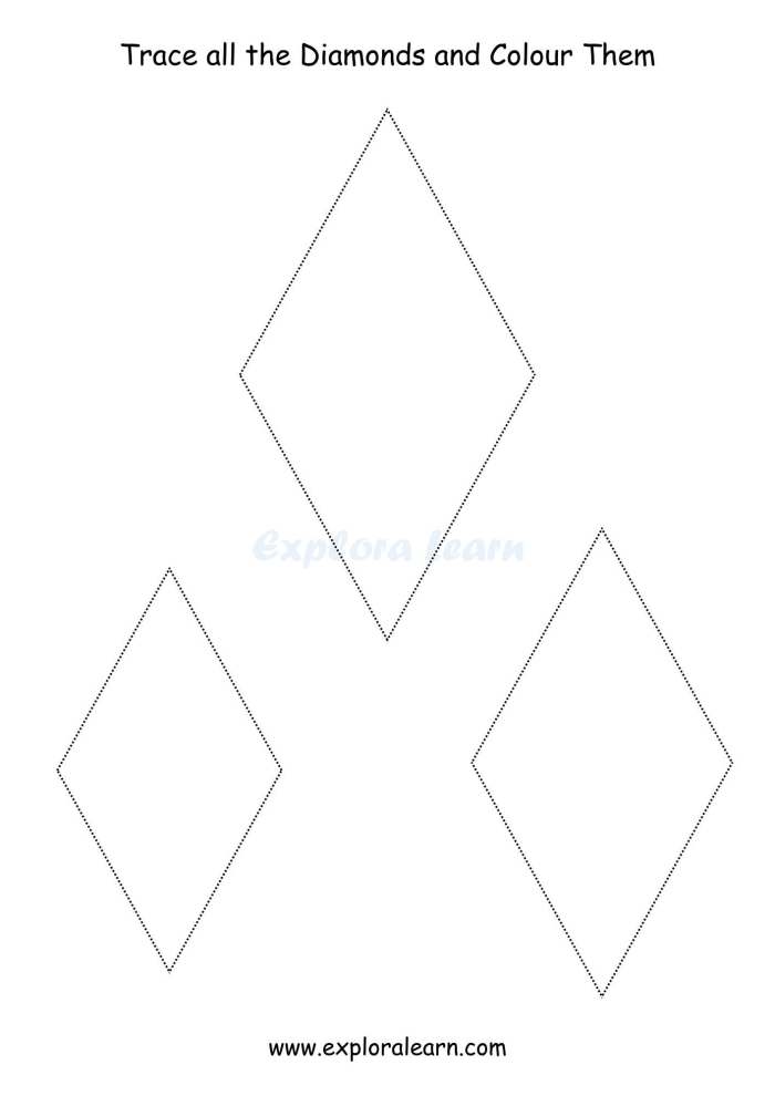 Tracing Diamonds worksheet designed for preschool handwriting practice
