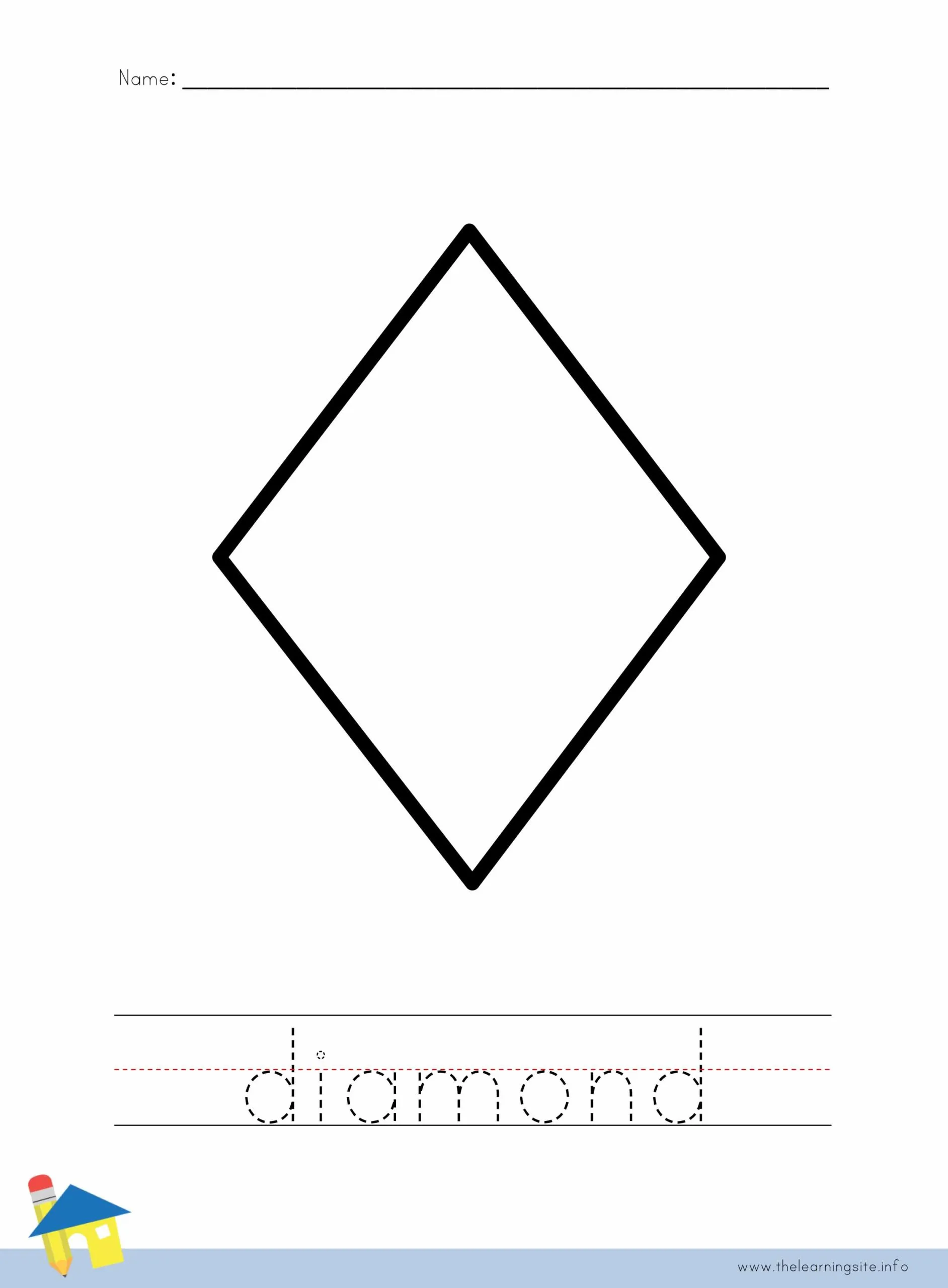 Tracing Diamonds worksheet designed for preschool handwriting practice