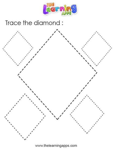 Tracing Diamonds worksheet for preschool handwriting practice
