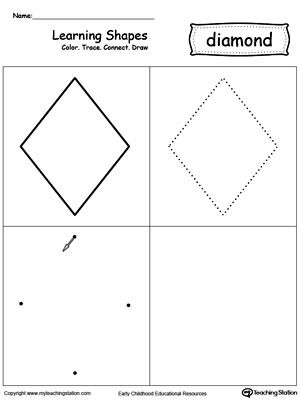 Tracing Diamonds worksheet for preschoolers to enhance handwriting skills and shape recognition