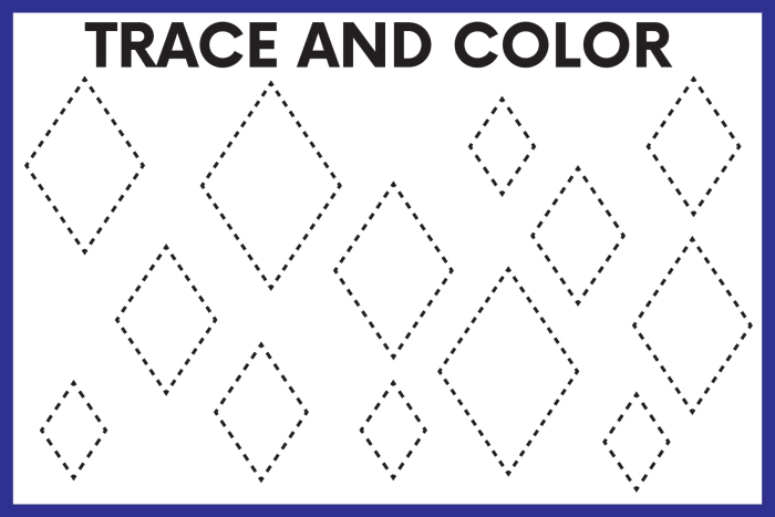 Tracing Diamonds worksheet for preschoolers to enhance handwriting skills and shape recognition