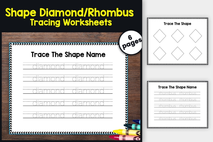 Tracing Diamonds worksheet for preschoolers to enhance handwriting and shape recognition