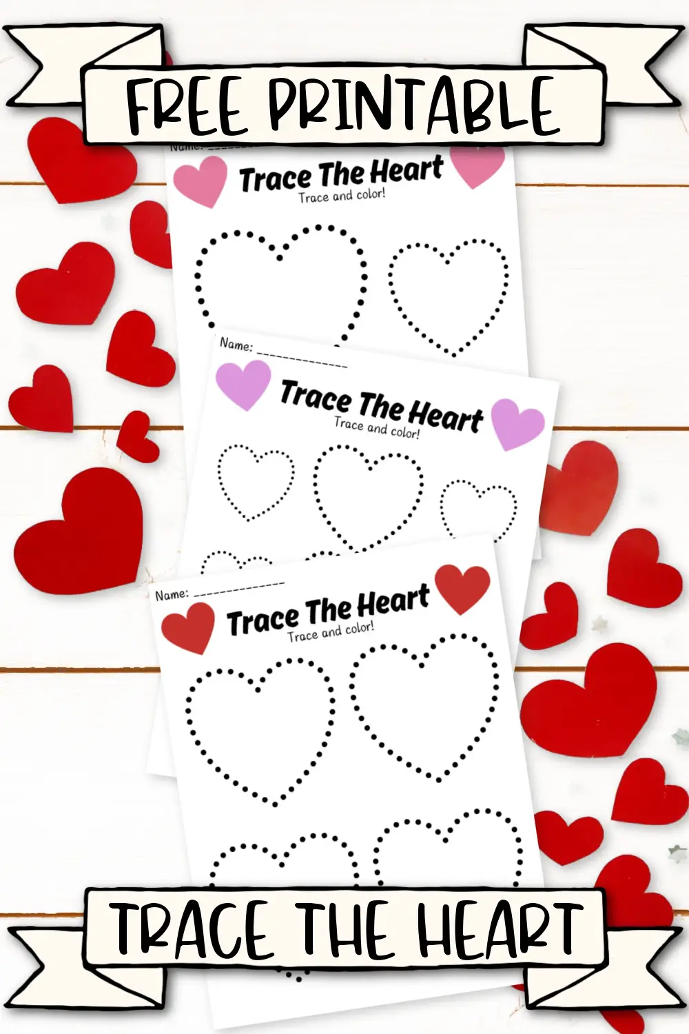 Heart tracing activity for preschool life science lesson 20 Pre-K student tracing and coloring a heart on a Life Science worksheet
