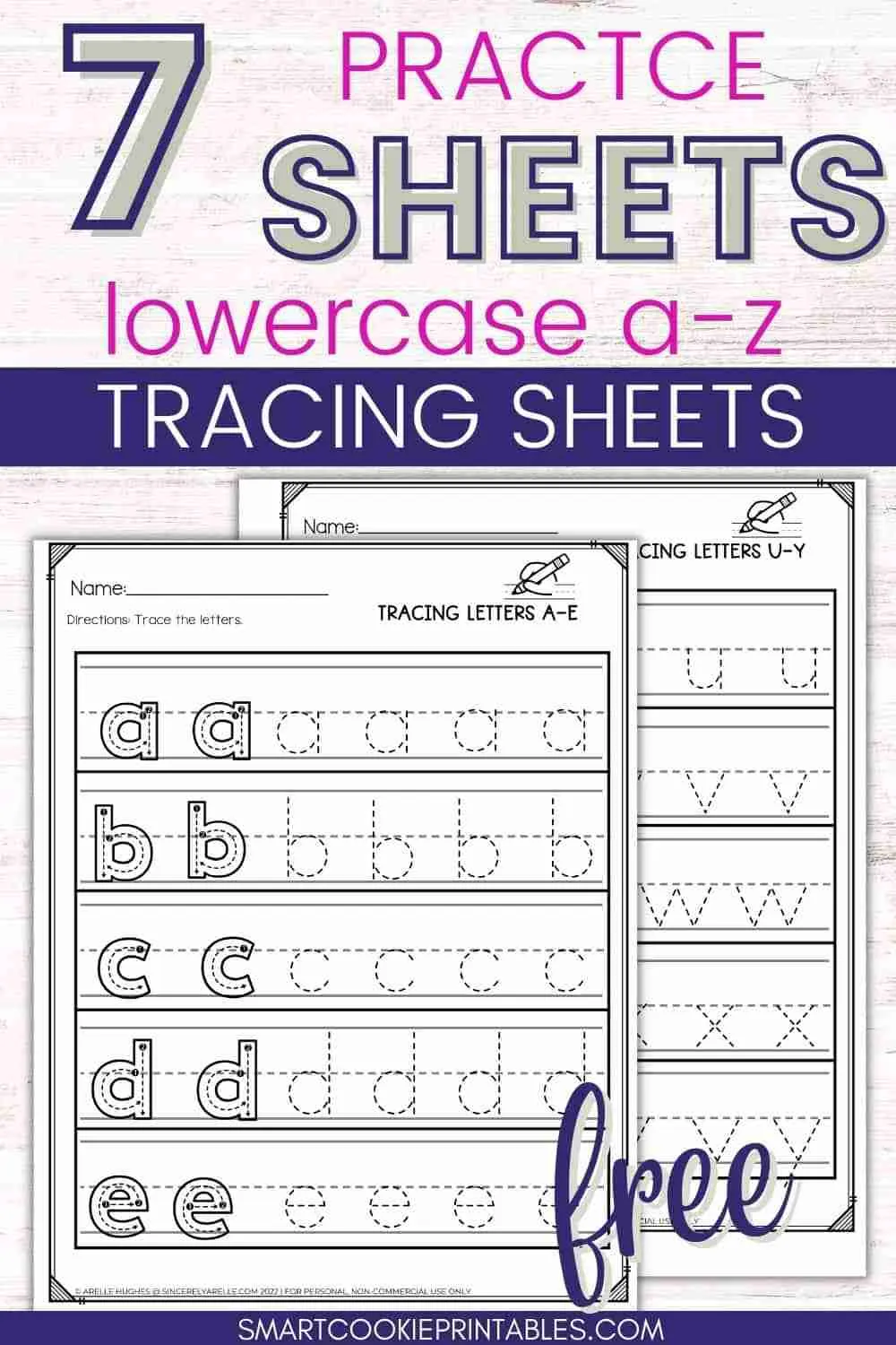 Pre-K student tracing the uppercase and lowercase letter A on a printable practice worksheet