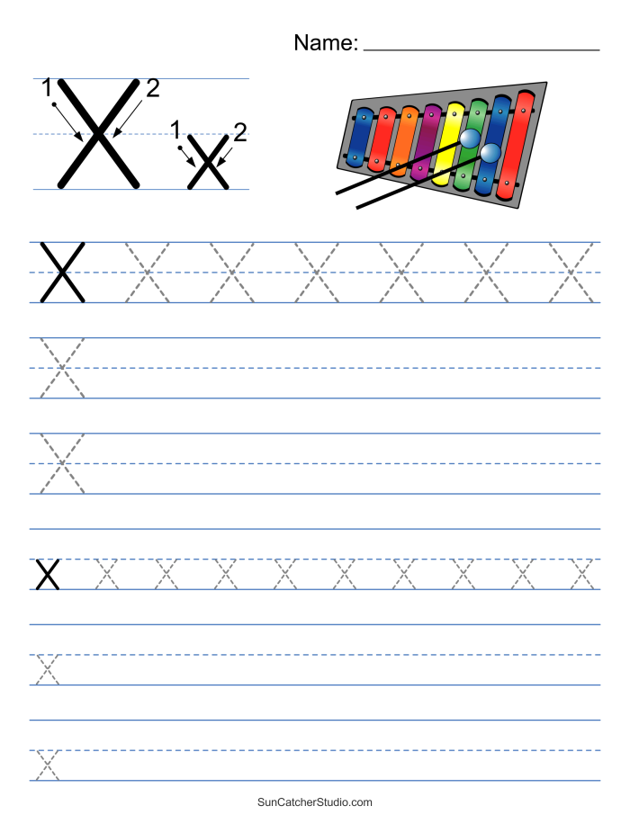 Practice Tracing the Letter X worksheet designed for Pre-K children to enhance fine motor skills. Engaging activity to help kids trace and master the letter X.