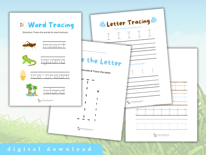 Tracing letters I, H, and T worksheet designed for Pre-K students to enhance their handwriting skills. Engaging tracing activity for developing fine motor skills and letter recognition.