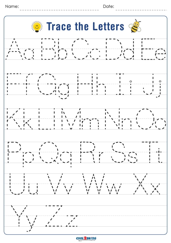 Tracing Letters worksheet featuring the letter A for Pre-K learners