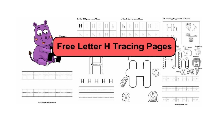 Tracing letters I, H, and T on a worksheet designed for Pre-K children to improve handwriting skills