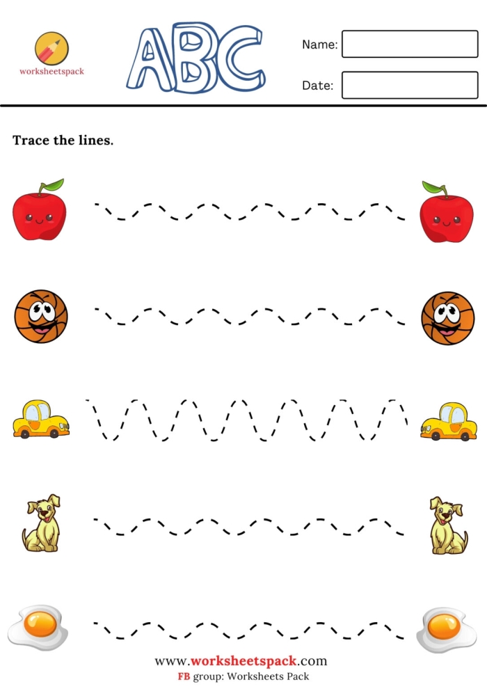 Children tracing lines from colorful leaves to the ground in a fall-themed worksheet