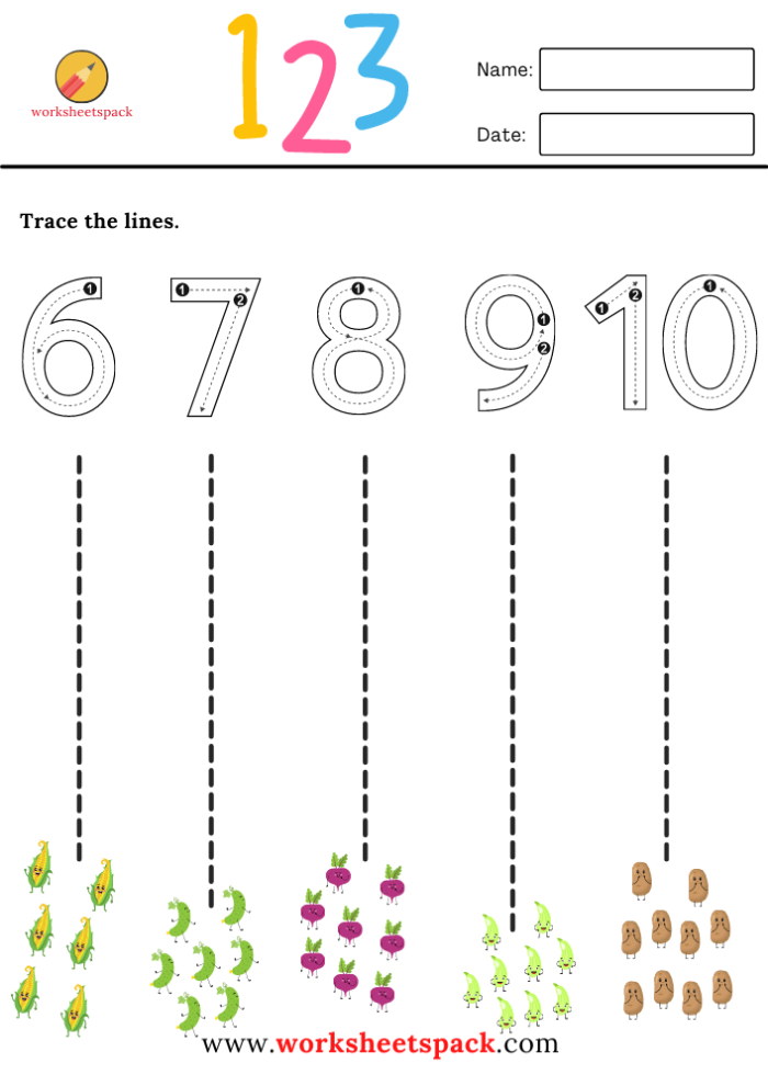 Children tracing lines from colorful leaves to the ground in a fall-themed worksheet