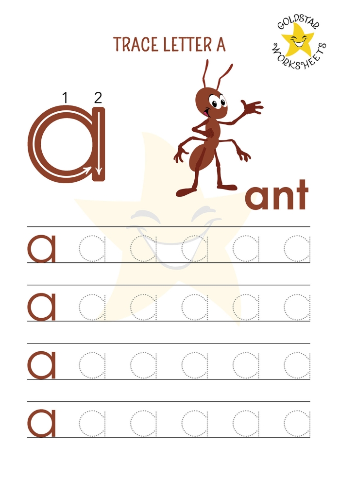 Tracing worksheet for lowercase letters c, o, and a designed for young learners