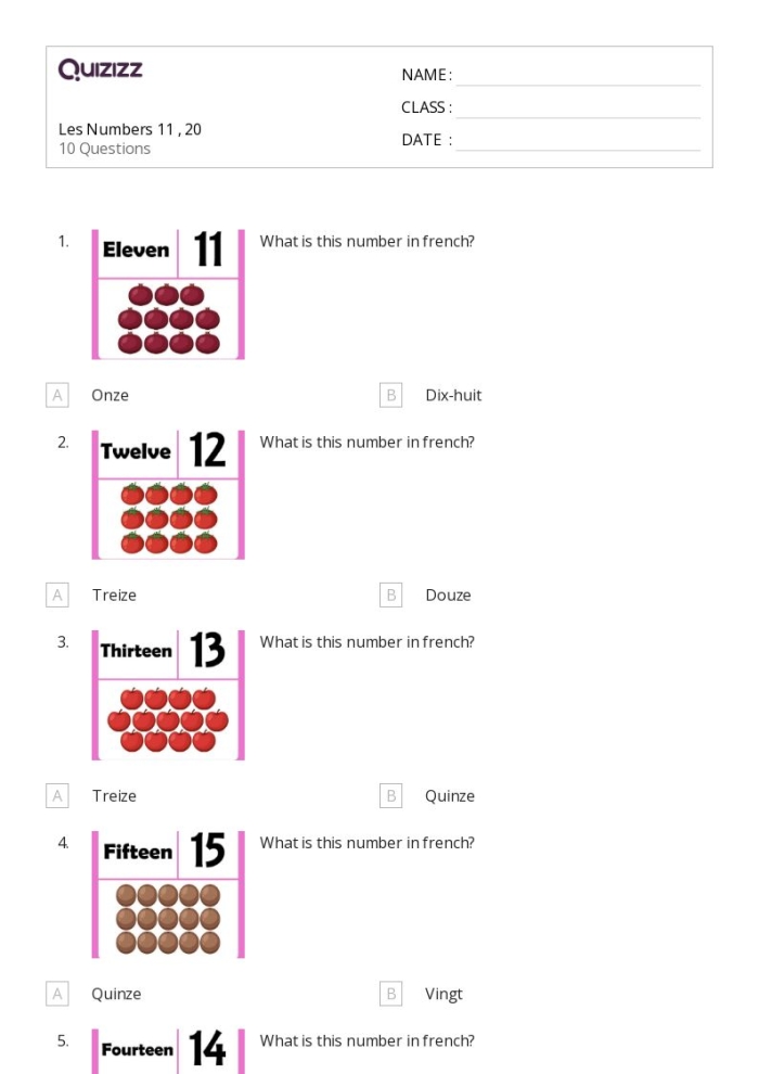 First grade worksheet for practicing tracing and writing the numbers eleven through twenty