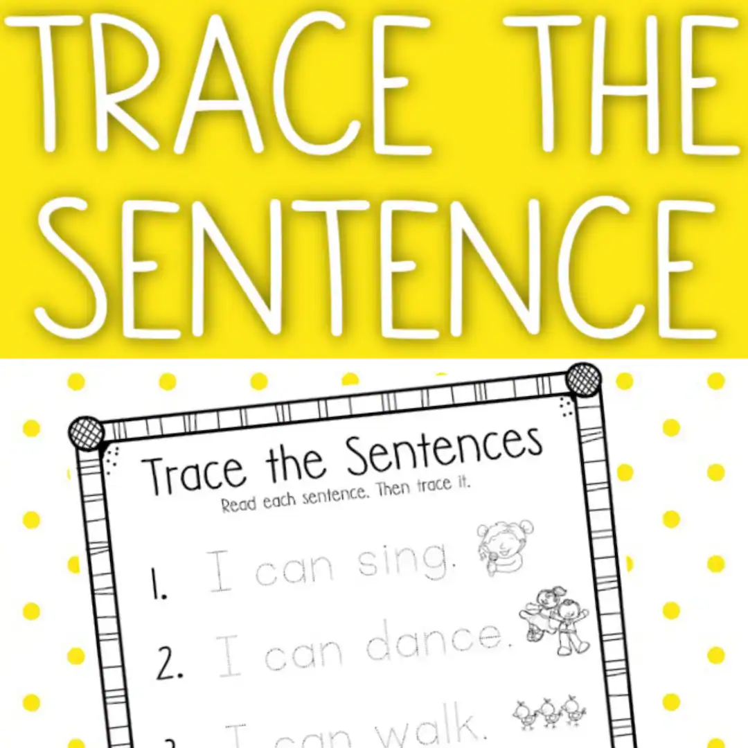 Worksheet for tracing sentences designed for preschoolers and kindergarteners