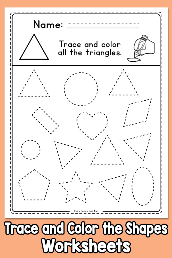 Colorful shapes tracing worksheet for pre-K students to develop fine motor skills