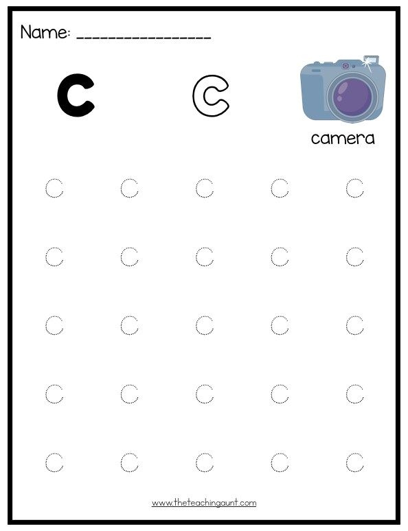 Tracing worksheet for lowercase letters c, o, and a designed for Pre-K handwriting practice