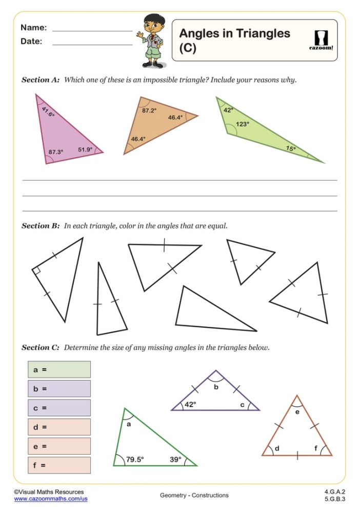 Eighth grade math worksheet showing geometric shapes being shifted across a coordinate grid for translation practice