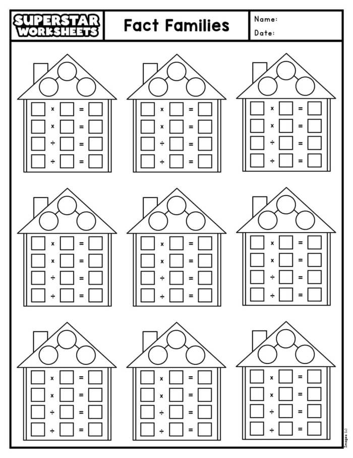 Fractions worksheet for Third Grade Transportation-themed worksheet for third graders focusing on multiplication and division fact families. Engaging practice for learning transportation-related math concepts.
