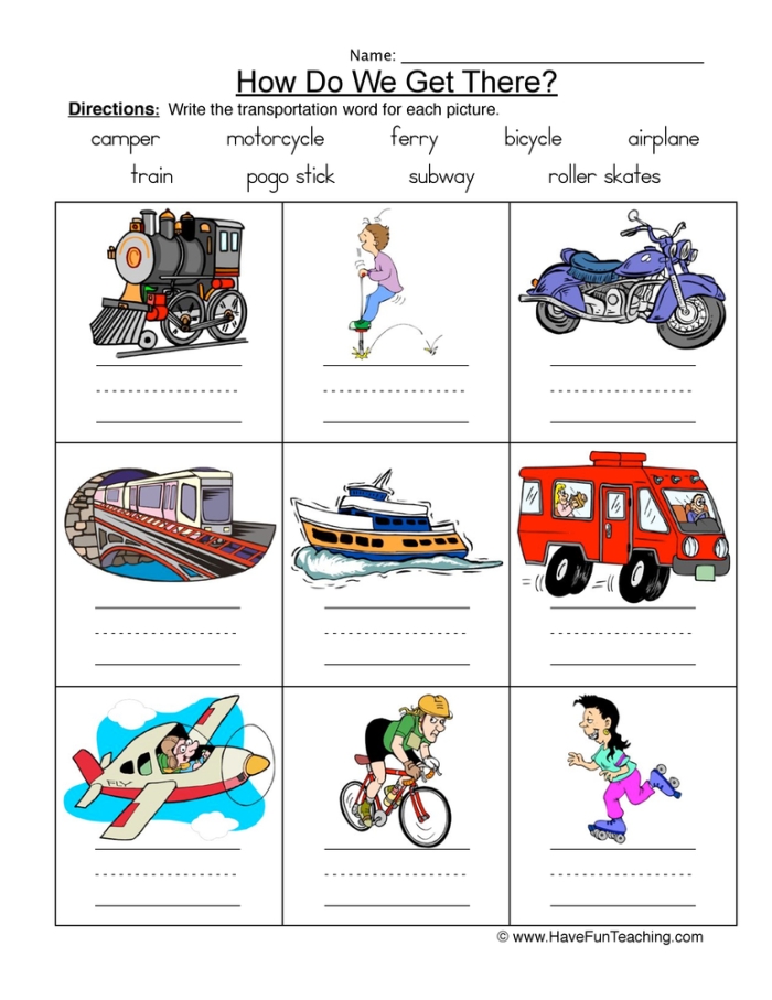 Fractions worksheet for Third Grade Transportation-themed worksheet for third graders focusing on multiplication and division fact families. Engaging activity sheet for practicing transportation-related math concepts.