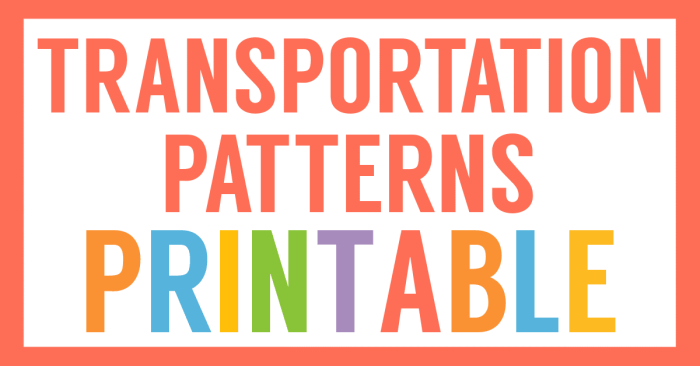 Transportation Patterns Practice Activity 15: Identify and Continue Vehicle Sequences A colorful transportation-themed pattern worksheet showing vehicles in sequence for pre-kindergarten students to complete