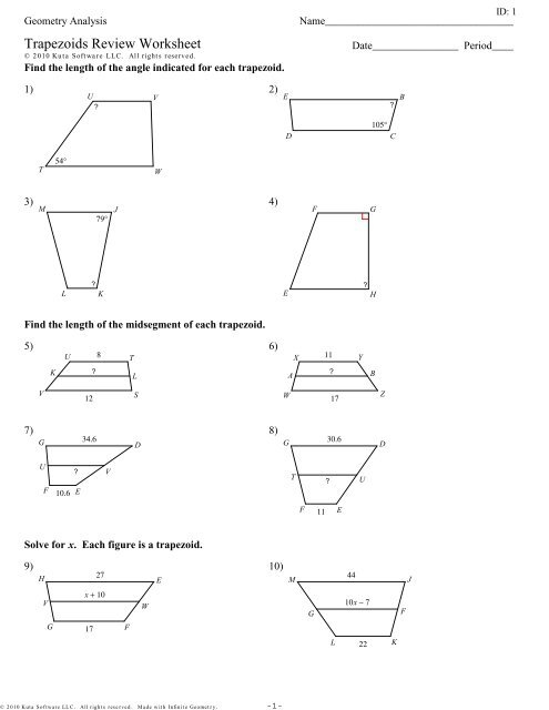 Trapezoids identification activity for geometry learning in grade two Worksheet for identifying trapezoids with a word bank for second graders