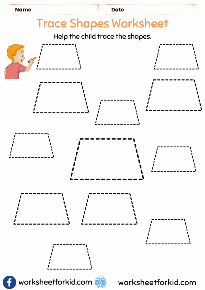 Identify Trapezoids worksheet for second-grade geometry students Worksheet for identifying trapezoids with parallel sides among various shapes