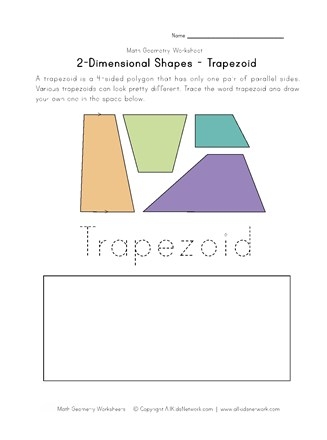 Trapezoids and Parallel Lines Worksheet 25 Third grade geometry worksheet showing examples of trapezoids with highlighted parallel lines