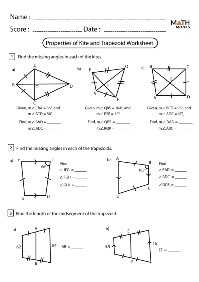 Trapezoids and Parallel Lines Practice Activity for Elementary Students Third grade geometry worksheet showing trapezoids with highlighted parallel lines for students to identify and compare 2D shapes