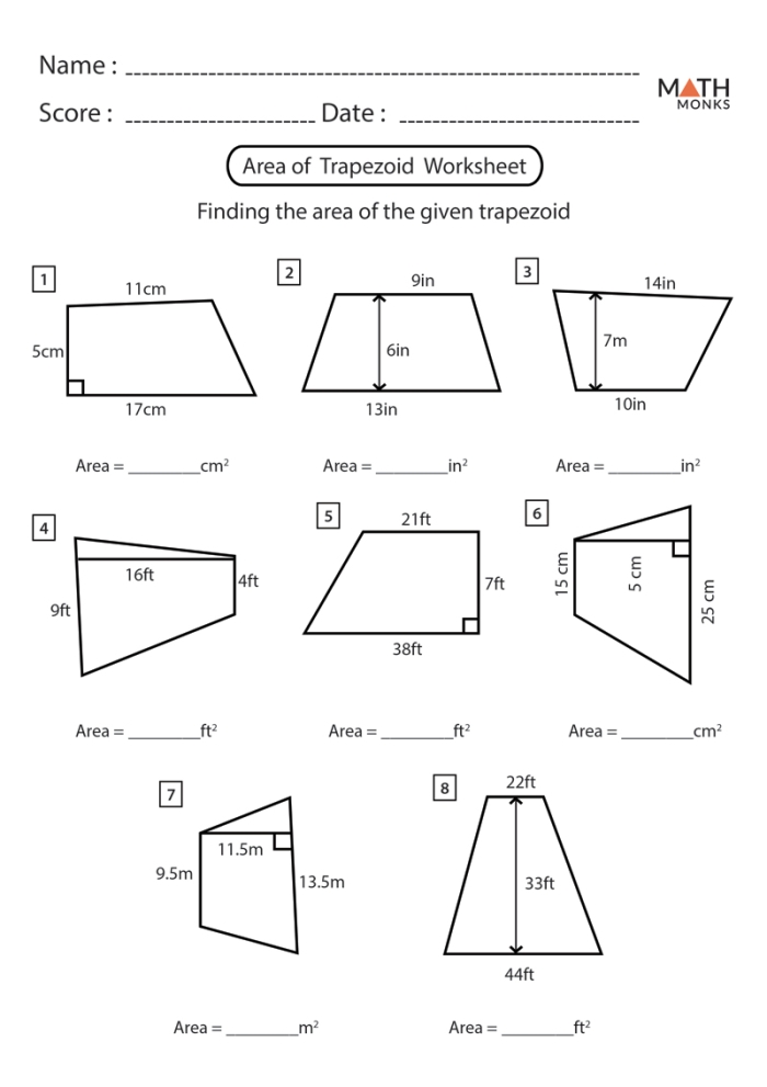 Trapezoids and Parallel Lines Worksheet for Third Grade Data and Graphing Lesson 7 Third grade geometry worksheet featuring various trapezoids and parallel lines practice problems