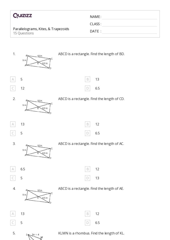 Third grade geometry worksheet showing trapezoid parallel lines activity number 4 Illustration of trapezoids with highlighted parallel sides and other 2-D shapes for comparison