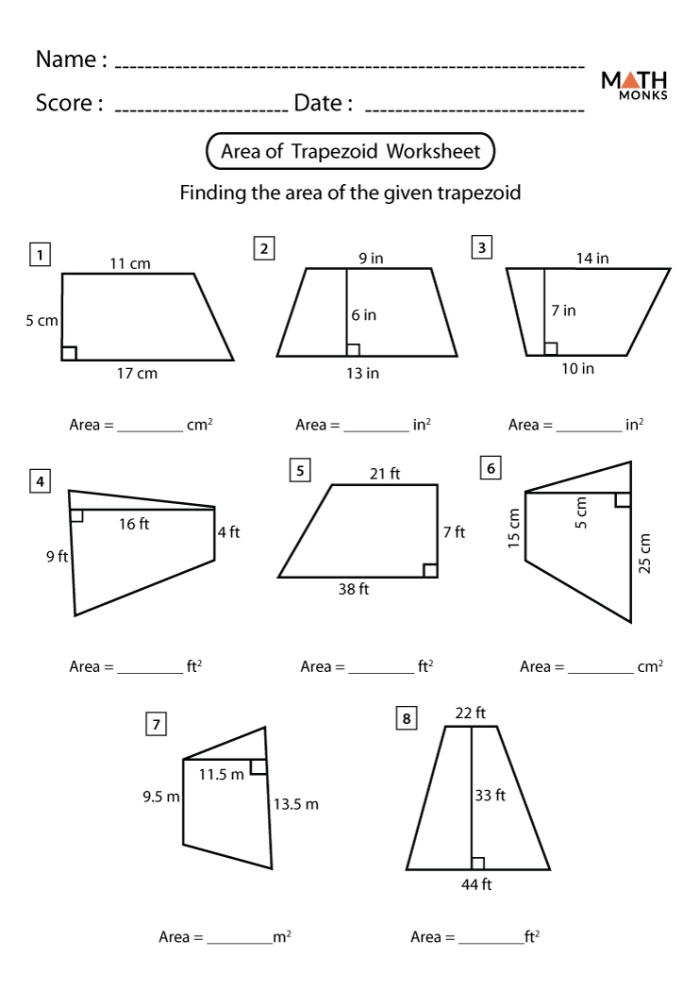 Worksheet featuring trapezoids for perimeter calculations aimed at third graders