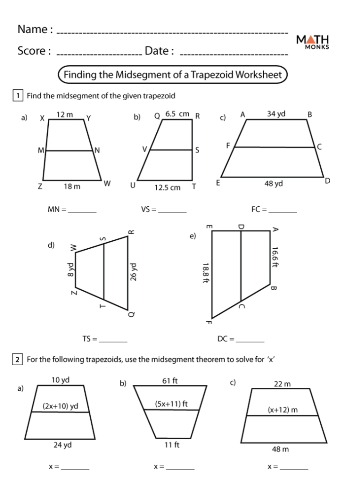 Worksheet featuring trapezoids for perimeter calculations in a third-grade geometry lesson