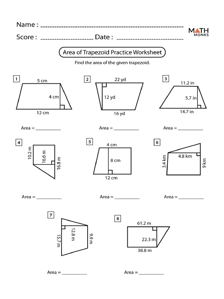 Colorful worksheet featuring trapezoids for calculating perimeters in a fun geometry exercise