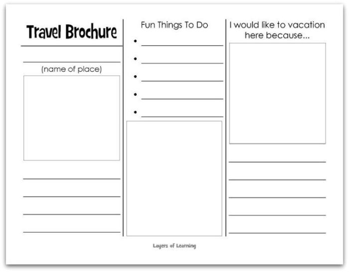 Create a travel brochure for your favorite city with this engaging worksheet Worksheet for making a travel brochure about any city, designed for fourth graders