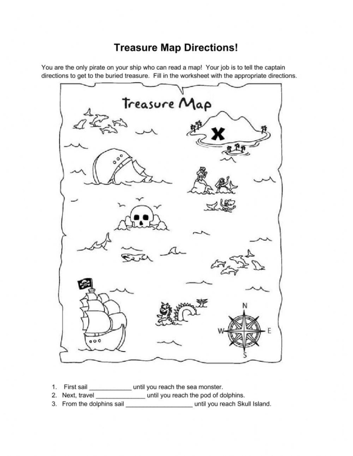 Treasure Math Map worksheet for practicing subtraction with Jack Rogers' hidden treasure