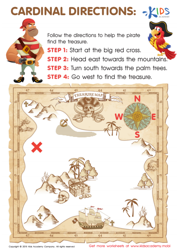 Treasure Math Map worksheet featuring fun subtraction challenges for fifth graders