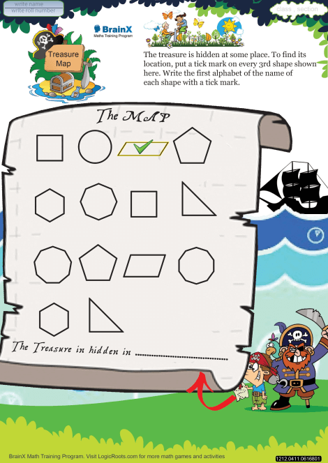 Treasure Math Map worksheet for practicing subtraction in fifth grade