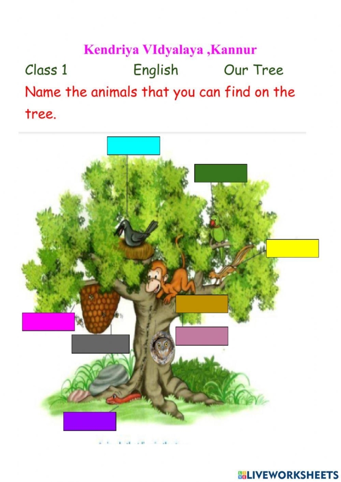 Colorful worksheet for young learners to cut and paste a tree chart, enhancing their knowledge of trees. Engaging Test Your Tree Knowledge worksheet for Pre-K students to explore plant life.