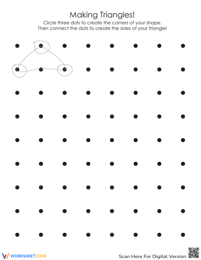 Triangle exploration activity showing multiple triangle configurations for ratio and proportion practice Seventh grade students examining triangle side lengths and angle relationships on a geometry worksheet