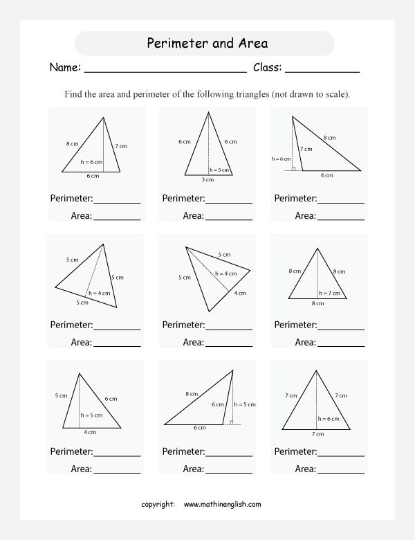 Sixth grade student completing a math worksheet on calculating the area of triangles
