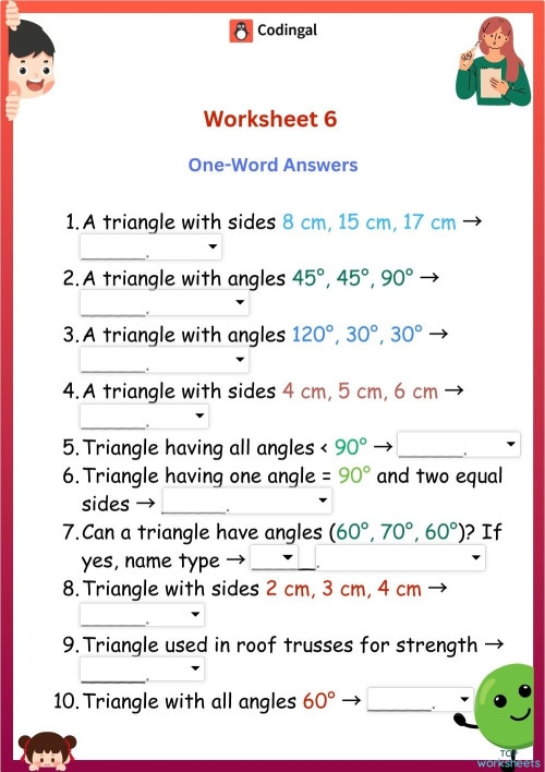 Geometry worksheet showing triangle construction with varying side lengths and angles for ratio exploration Seventh grade students exploring triangle side lengths and angle relationships on a geometry worksheet