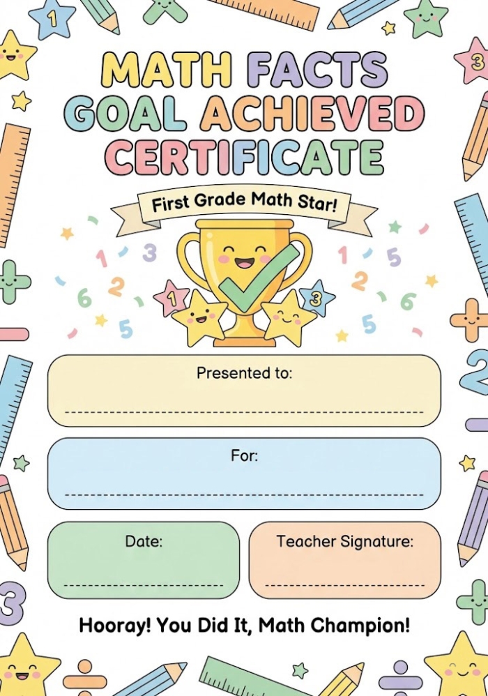 First grade math worksheet featuring addition problems with three numbers for student practice