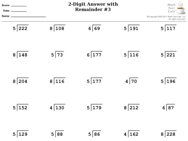 Triple Digit Division Worksheet for Advanced Math Skills Worksheet featuring triple digit division practice for fourth graders
