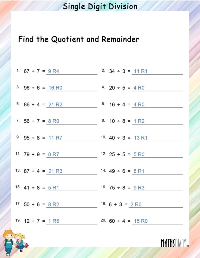 Triple Digit Division Worksheet for Advanced Math Skills Worksheet for practicing triple digit division for fourth graders
