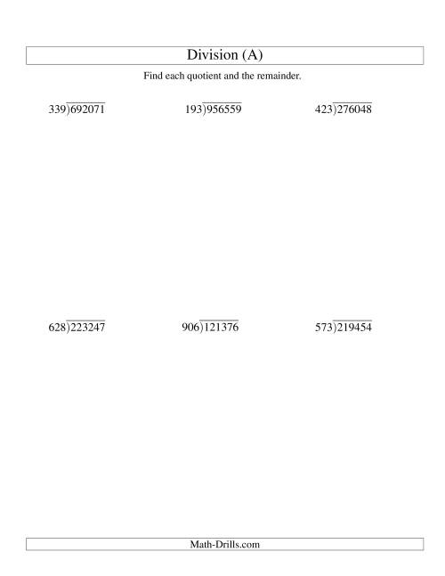 Practice your division skills with this engaging triple digit division worksheet Worksheet featuring triple digit division problems for fourth graders