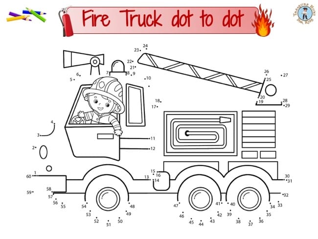 Truck Dot-to-Dot Alphabet Worksheet for Preschoolers Number 6 Pre-K truck dot-to-dot worksheet showing the letter T for practice