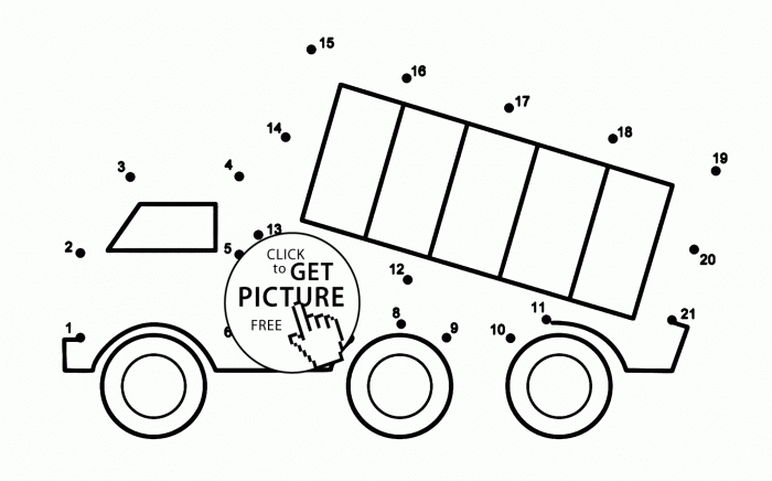 Engaging truck-themed dot-to-dot activity for early alphabet learning Truck dot-to-dot worksheet emphasizing the letter T for preschoolers