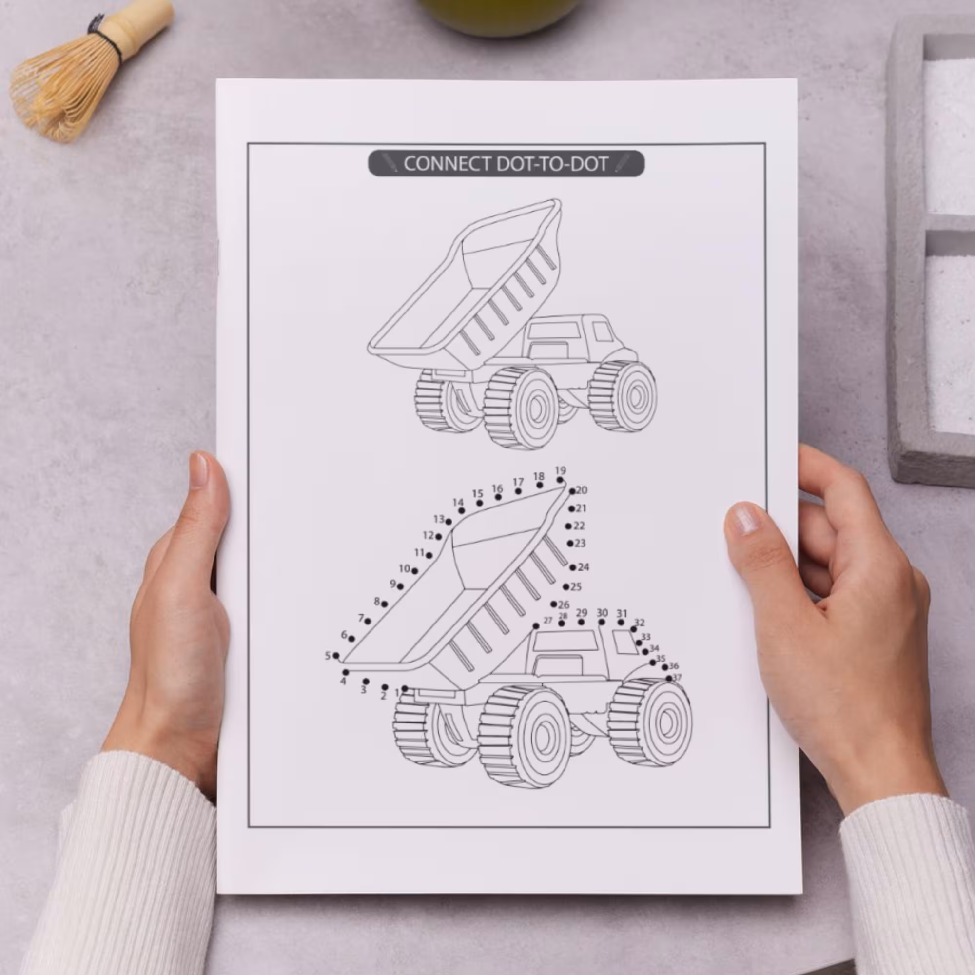 Truck Dot-to-Dot Worksheet Number 25 for Pre-K Alphabet Practice Pre-K dot-to-dot worksheet featuring a truck to help children learn the letter T