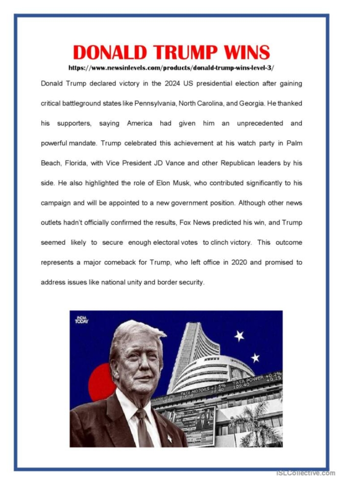 Third grade multiplication worksheet featuring a Donald Trump fact sheet for 7th lesson