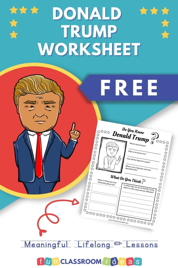 Third grade multiplication worksheet featuring Donald Trump presidential facts and math problems for image 2