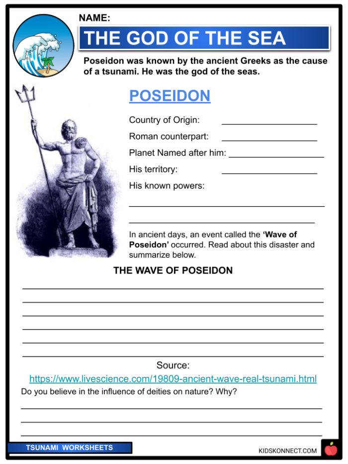 Tsunami Science worksheet designed for fifth graders to explore tsunami phenomena